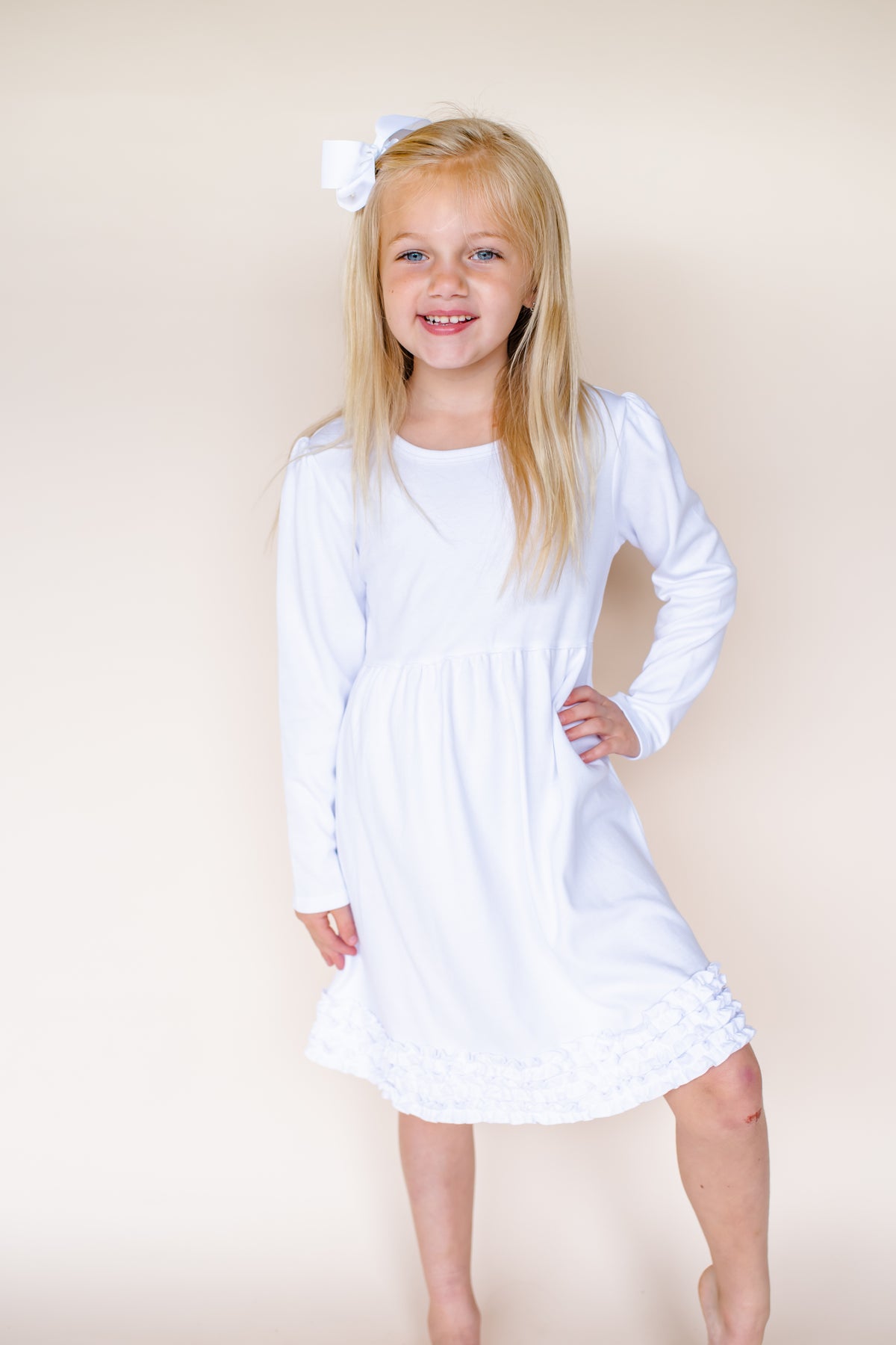 Girl's Long Sleeve Empire Waist Dress Cotton Blank for Embroidery & Boutique | 14 Colors | Sizes 12M12 | ARB Blanks Grey / 10 Girl's Long Sleeve Empire Waist Dress Cotton Blank for Embroidery & Boutique | 14 Colors | Sizes 12M12 | ARB Blanks Grey / 10