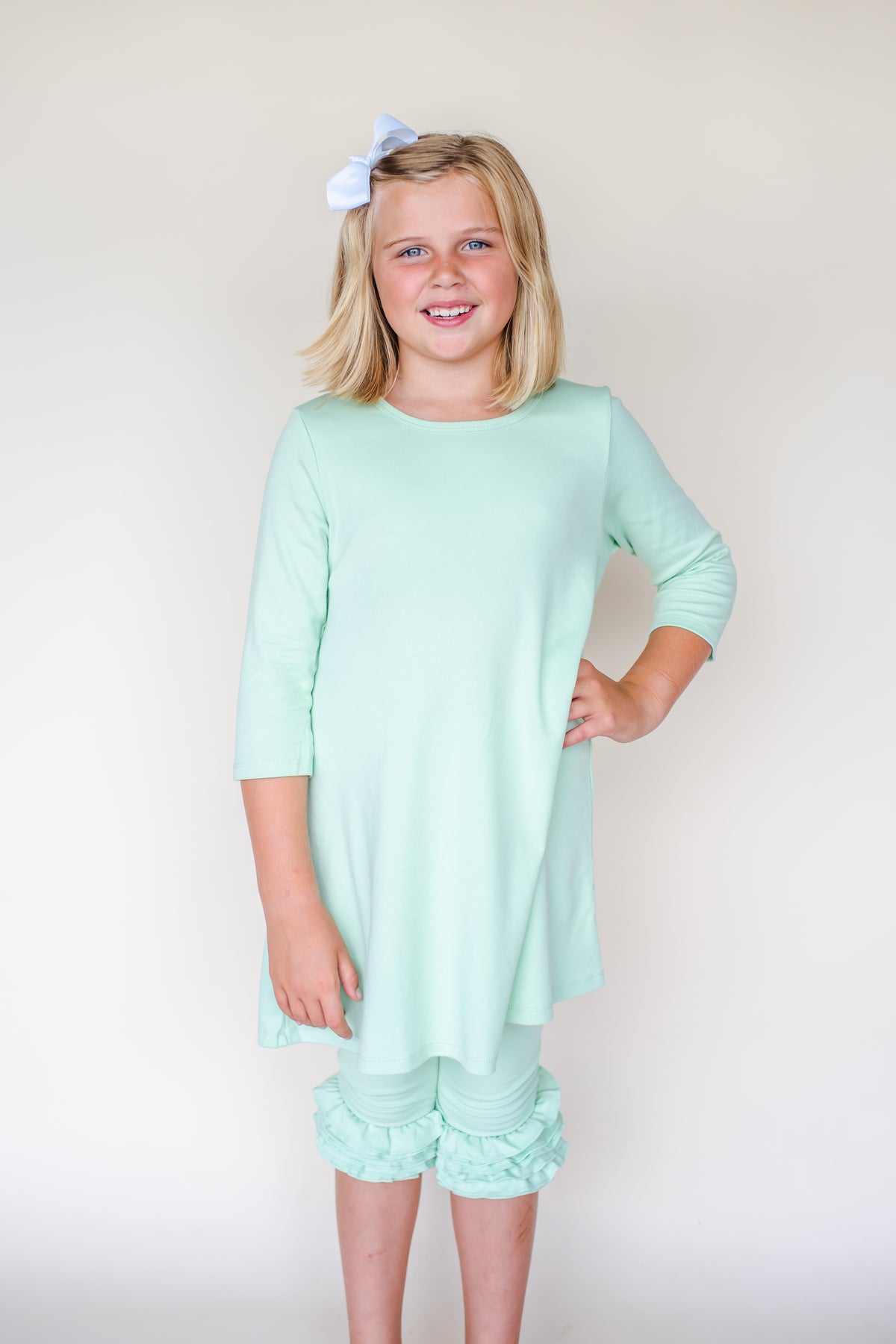 Girl's Solid Ruffle Icing Capris - ARB Blanks