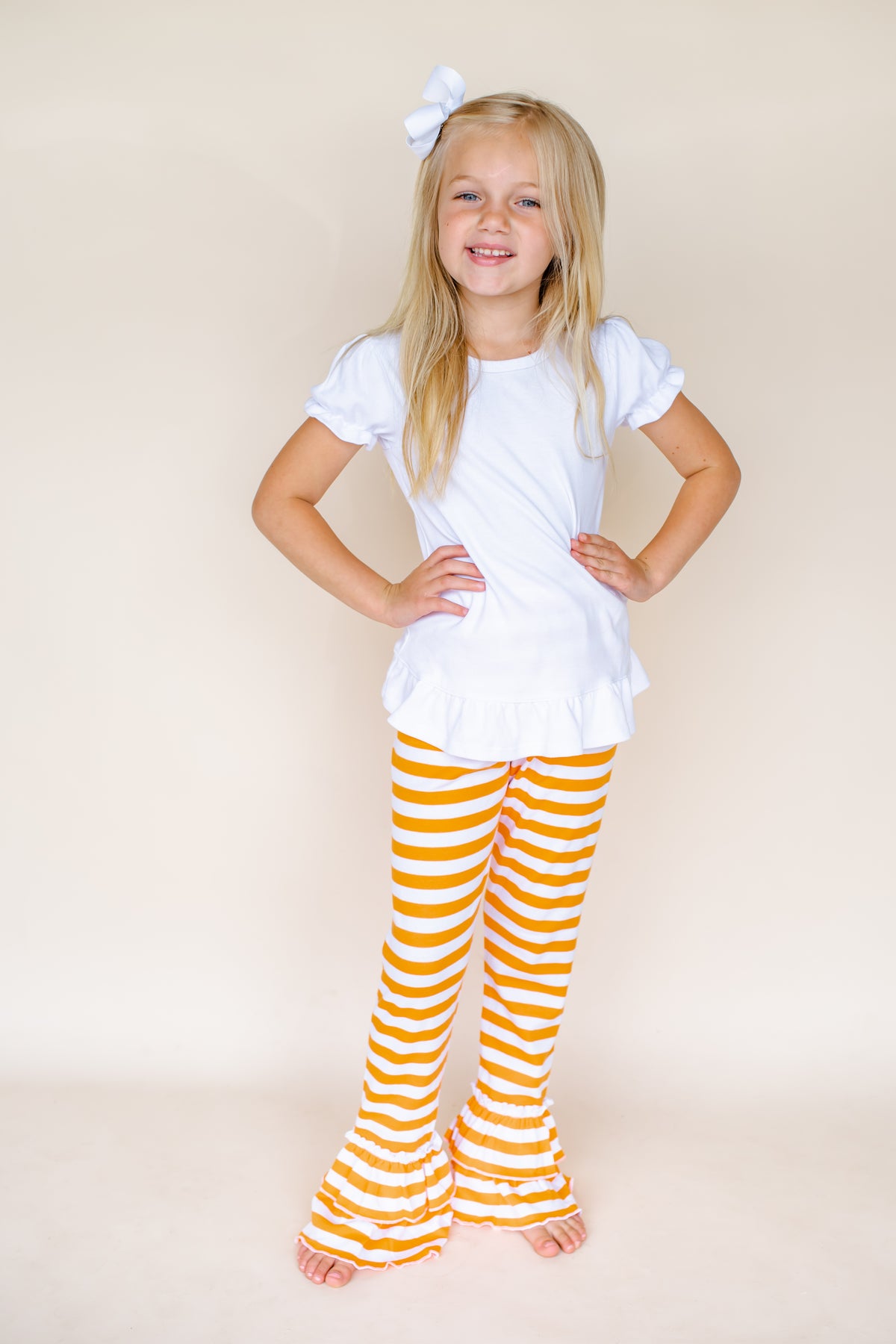 Girl&#39;s Striped Ruffle Pants