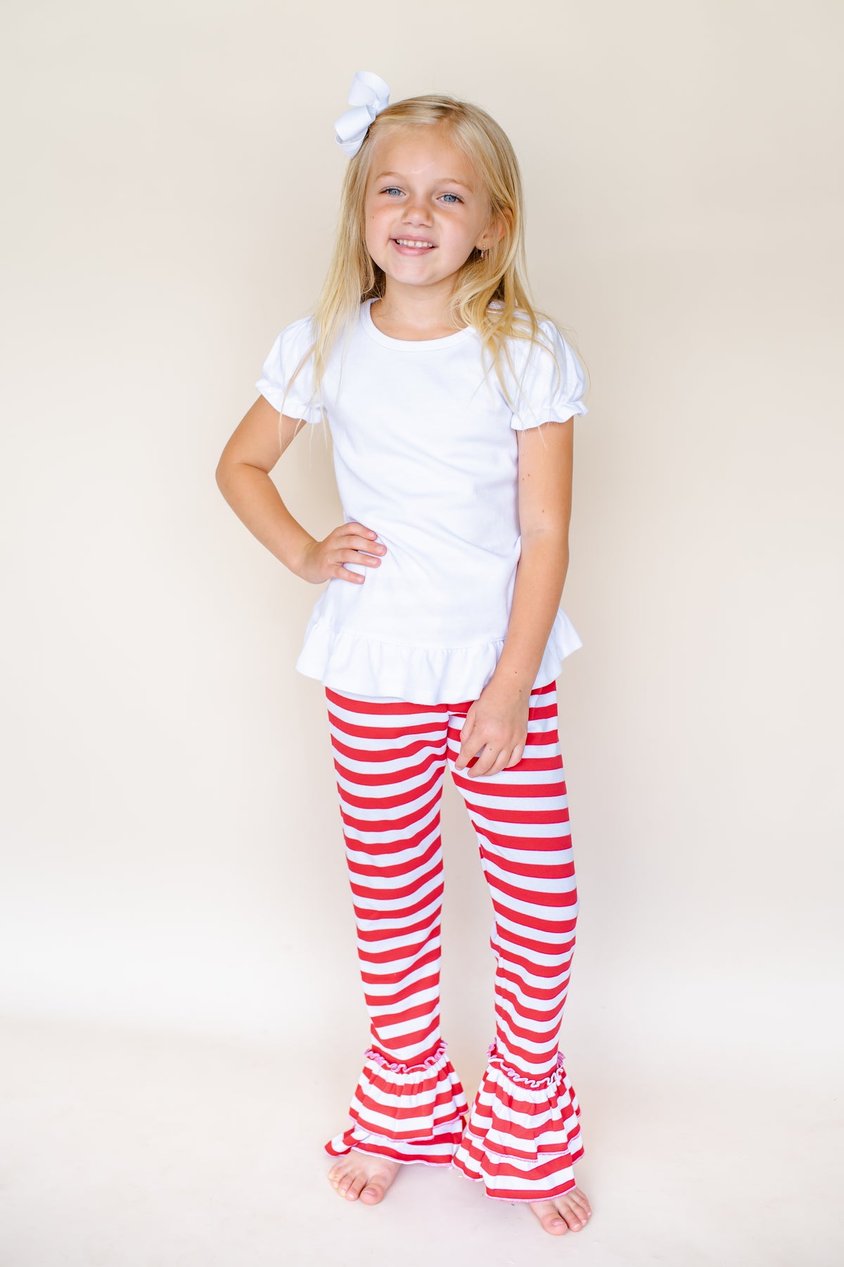 Buy Beige Linen Print Striped Baggy Pants For Girls by Little Luxury Online  at Aza Fashions.