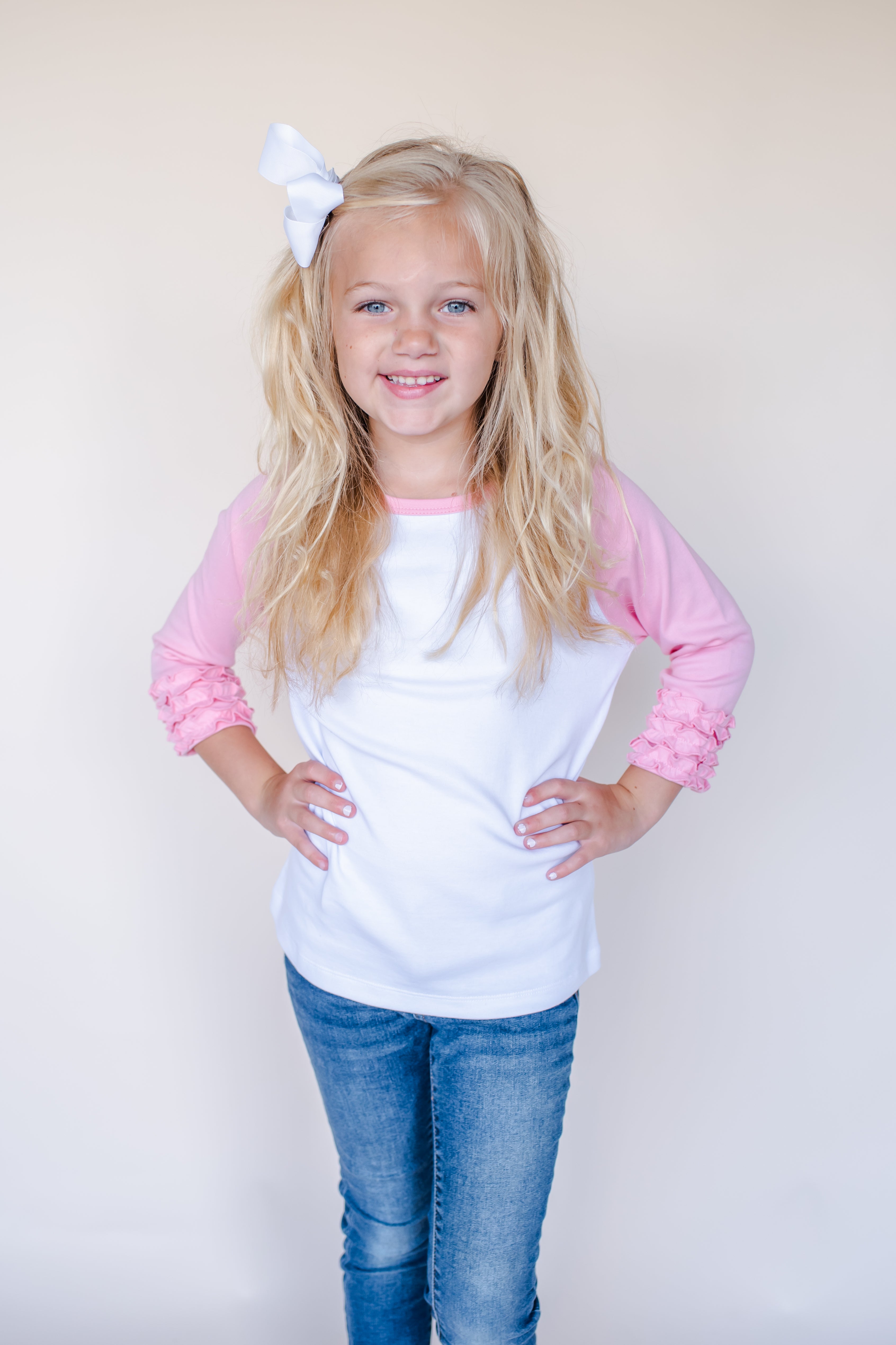 Girl's Solid Triple Ruffle Raglan - ARB Blanks