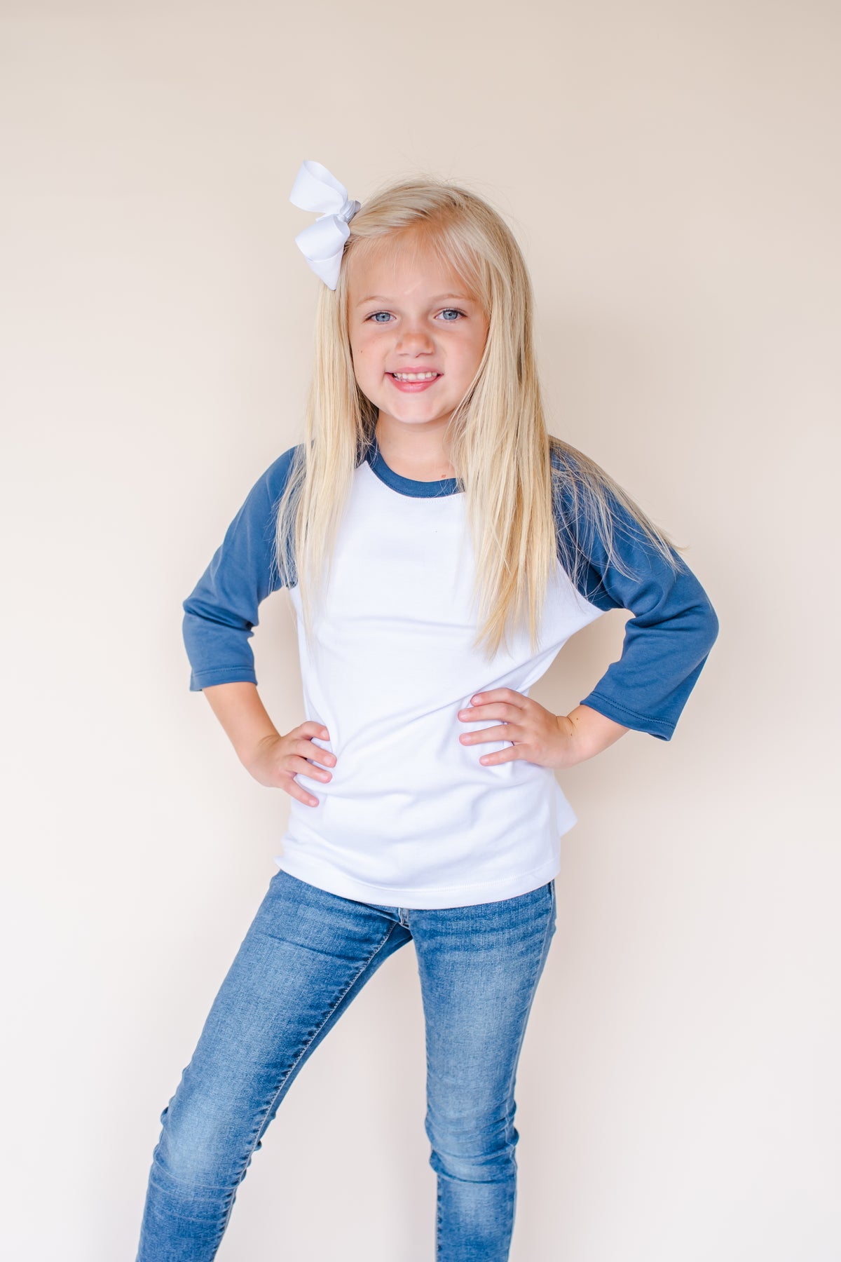 Kids Navy Blue Raglan T-Shirt - 100% Cotton Contrast Sleeves For Boys & Girls (5-13 Yrs)