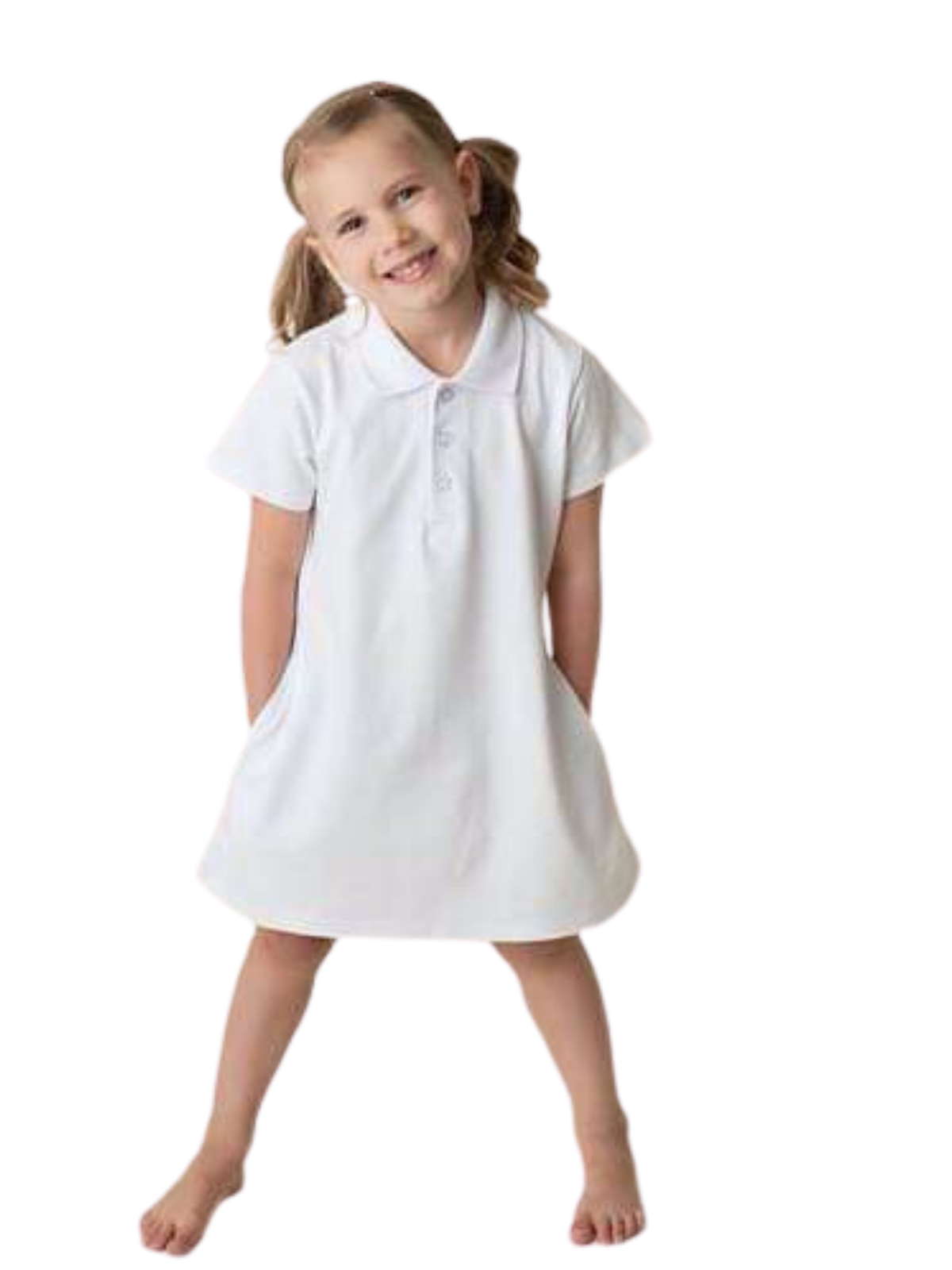 Girl&#39;s Short Sleeve Polo Dress with Pockets