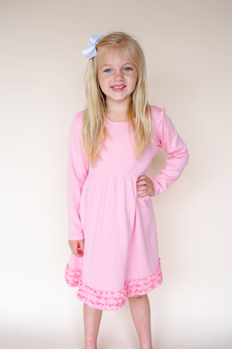 Girl's Long Sleeve Ruffle Empire Waist Dress (12M-Toddler) - ARB Blanks