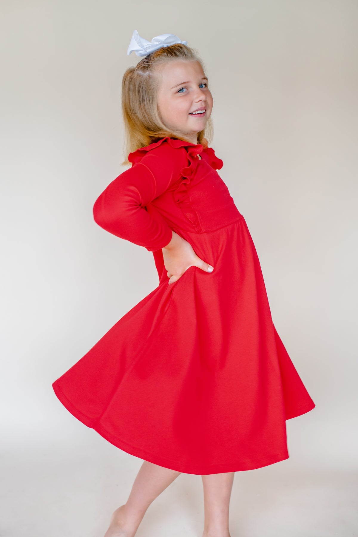 Girl&#39;s Twirl Empire Waist Long Sleeve Dress